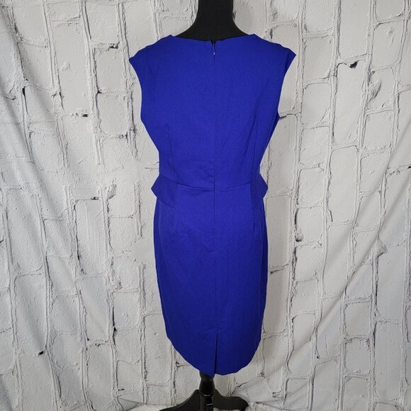 BLACK Label Evan Picone Dress Royal Blue Peplum Sleeveless Pencil Zip Up Sz 10‎ - Picture 4 of 6